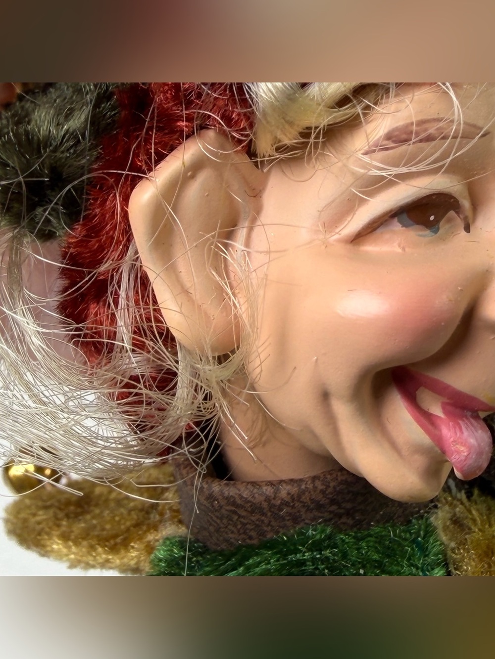Vintage Christmas Elf Pixie Knee Hugger Shelf Sitter Hanging Ornament Poseable - Picture 10 of 13